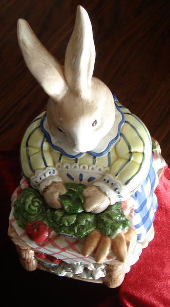 Fitz & Floyd 1993 Mother Rabbit Preparing Dinner Cookie Jar!