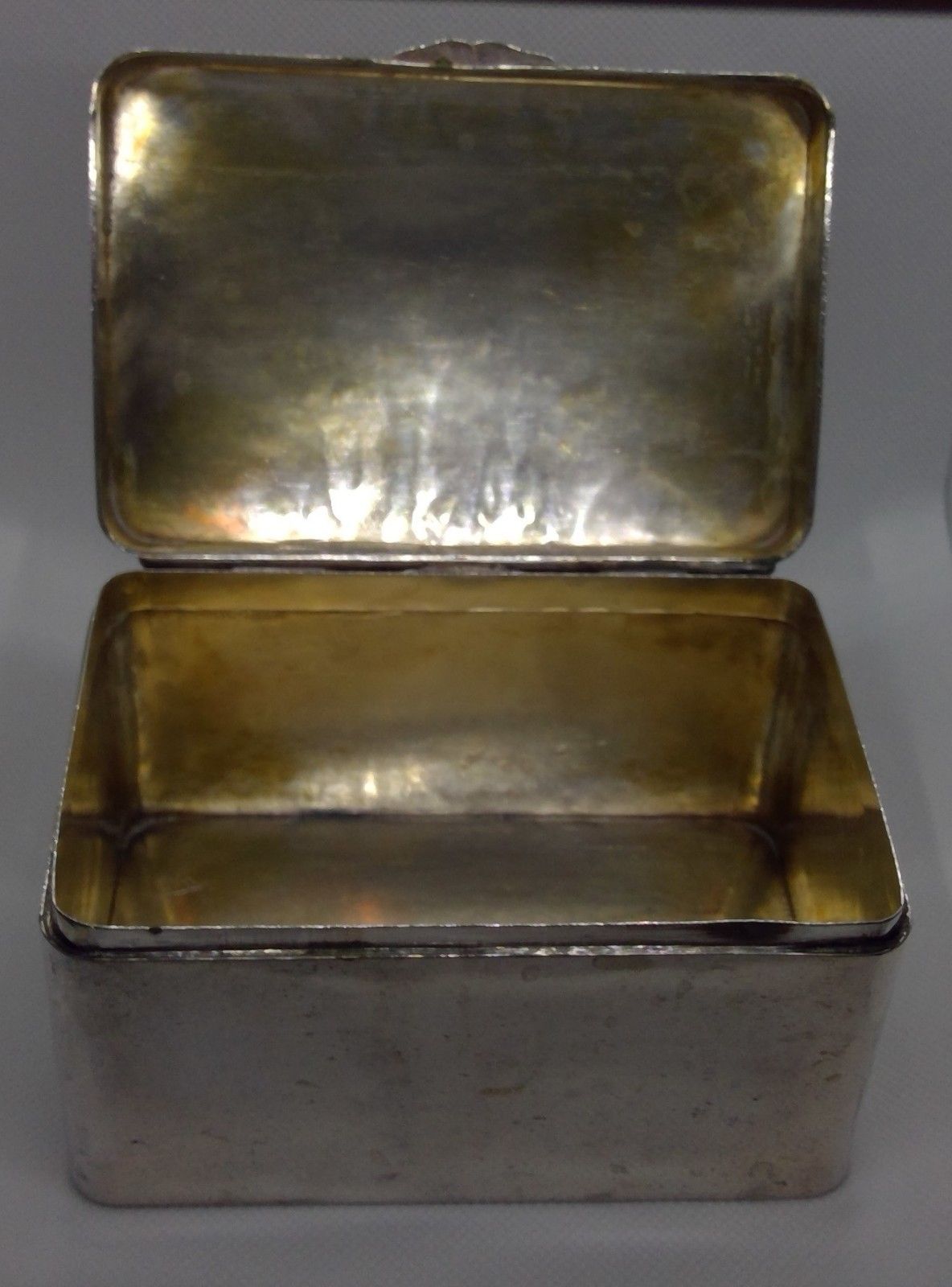 Art Deco Silver Box stamped Hestermann u. Ernst 800 Moon & Crown German Hallmark