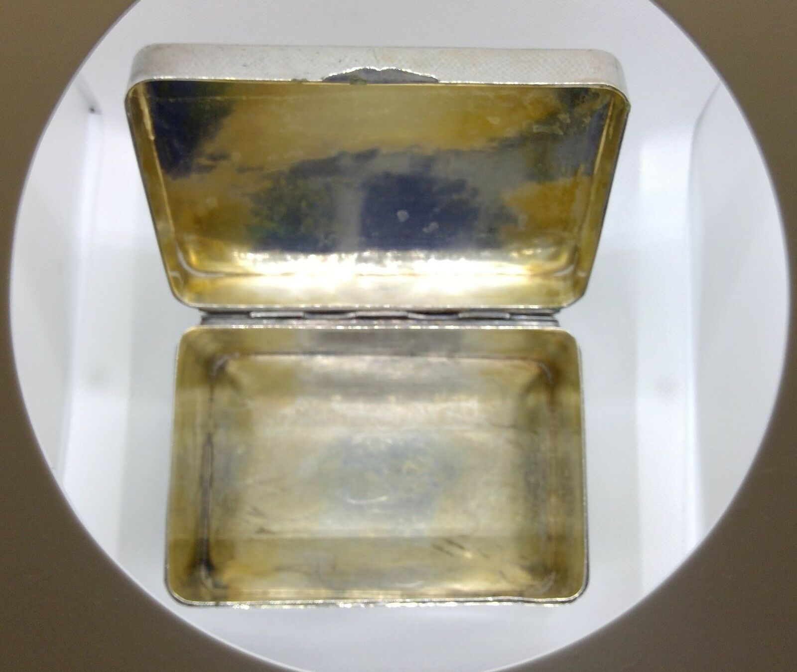 Art Deco Silver Box stamped Hestermann u. Ernst 800 Moon & Crown German Hallmark