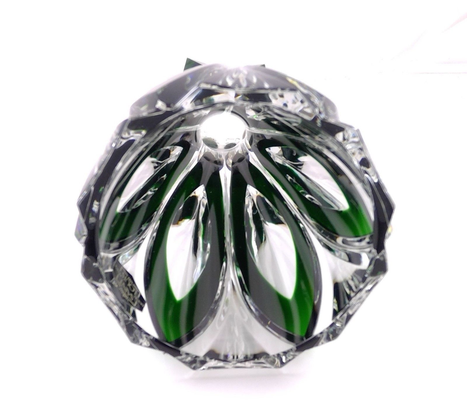 Saint Louis French Crystal Art Deco 1930-1940's Green cut to Clear 7" - 4" Vase