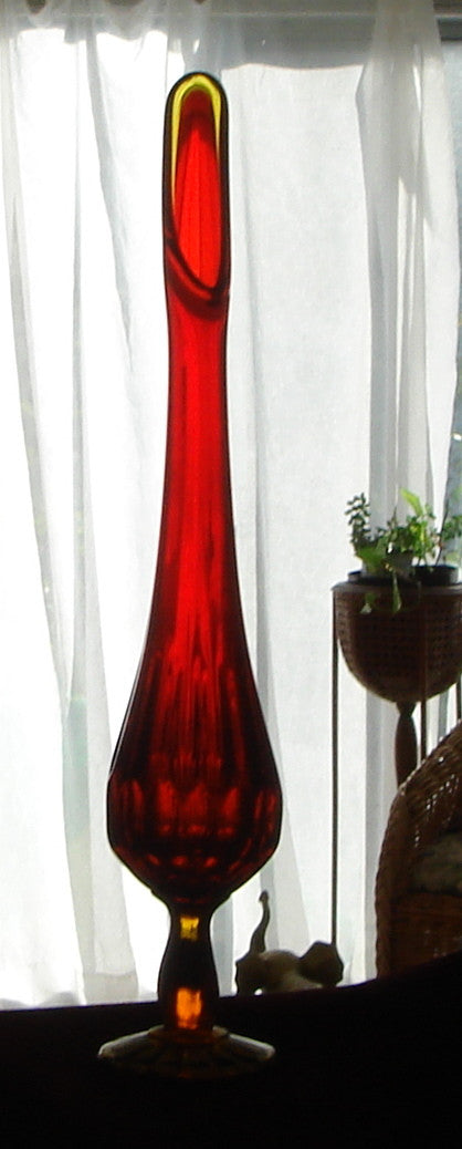 オールドフェントン　アンベリーナ Fenton Art Glass Amberina Thumbprint 12 1/4