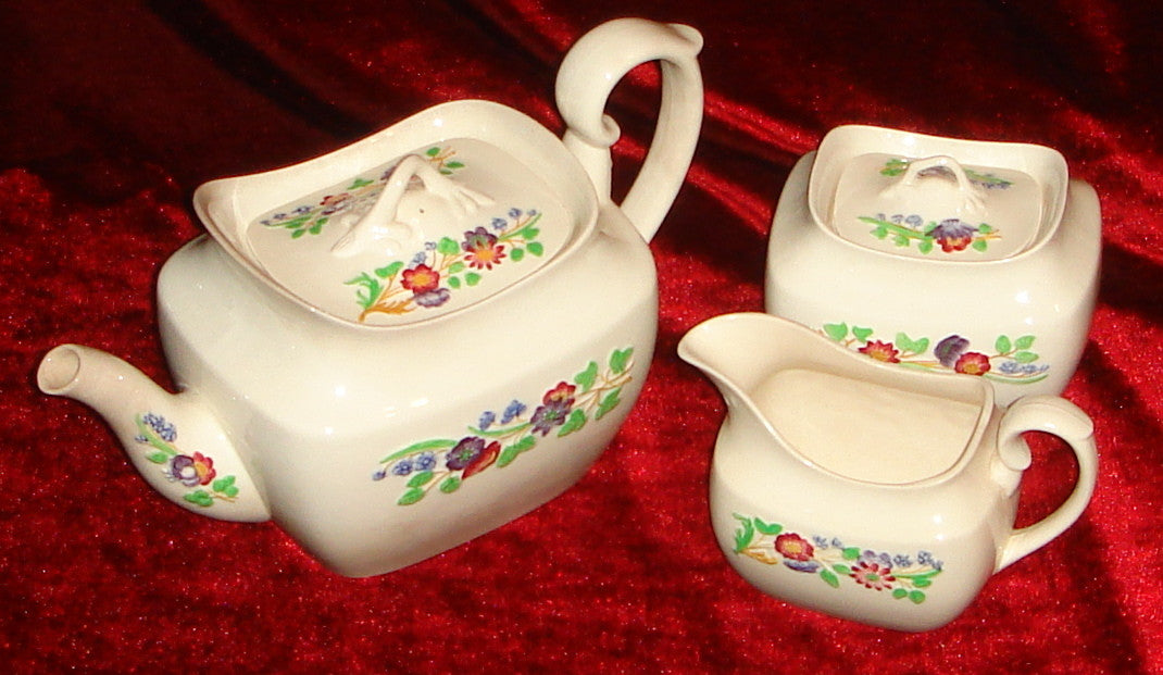 Copeland Spode "Golden State" Teapot, Creamer, Sugar.