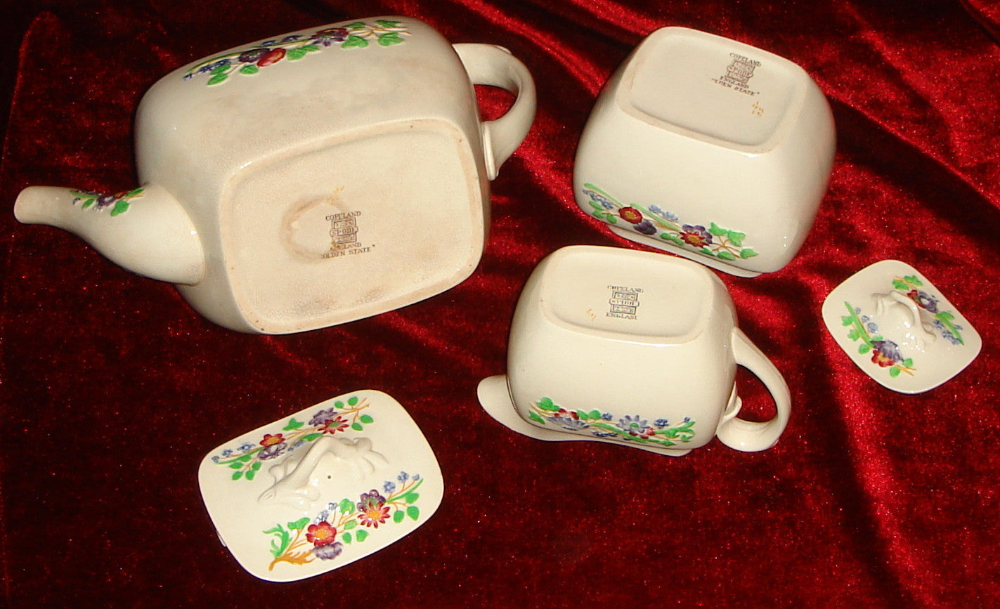 Copeland Spode "Golden State" Teapot, Creamer, Sugar.