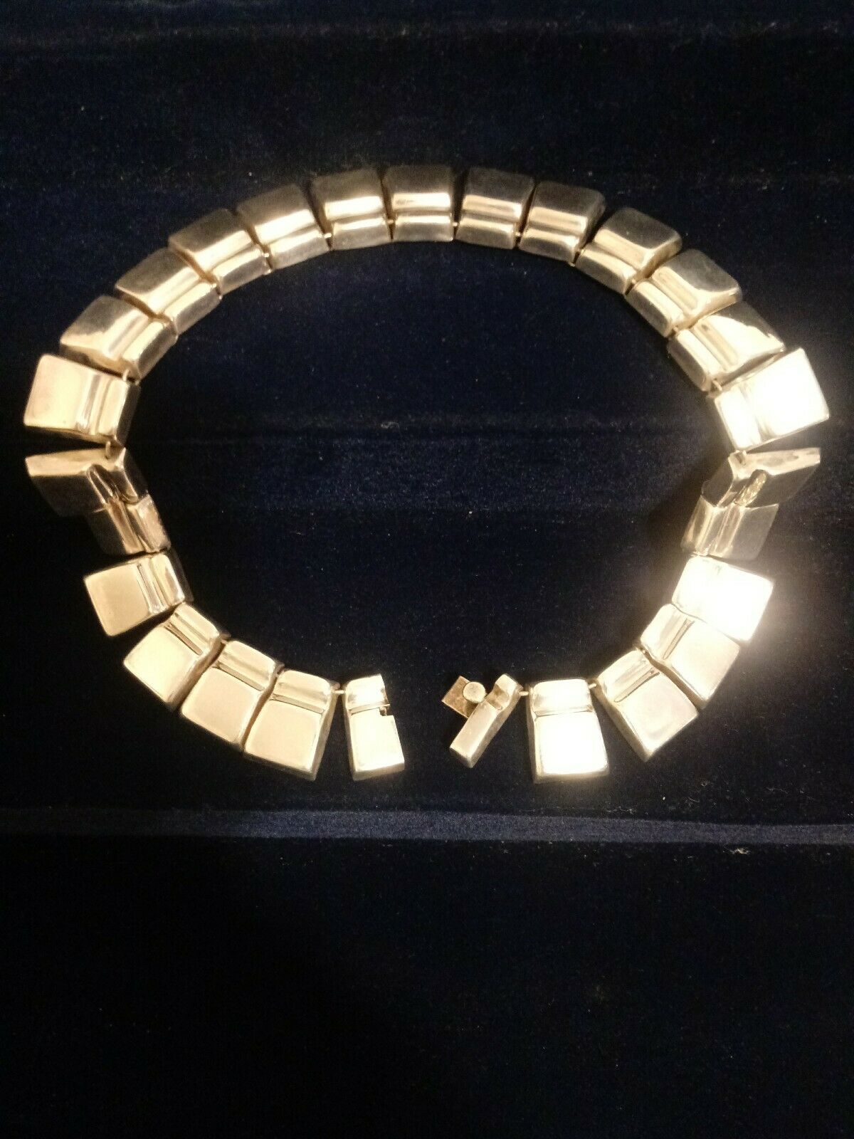 Vtg DULCE Mexico TJ-25 925 TAXCO MODERNIST Necklace 15" 118.3 grams SUBSTANTIAL