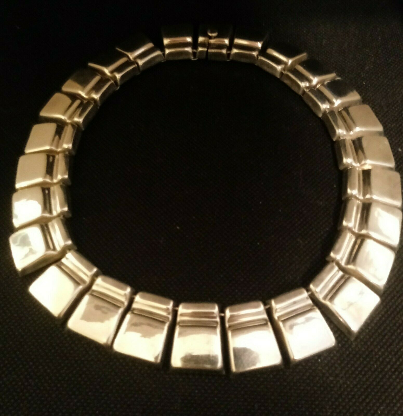 Vtg DULCE Mexico TJ-25 925 TAXCO MODERNIST Necklace 15" 118.3 grams SUBSTANTIAL