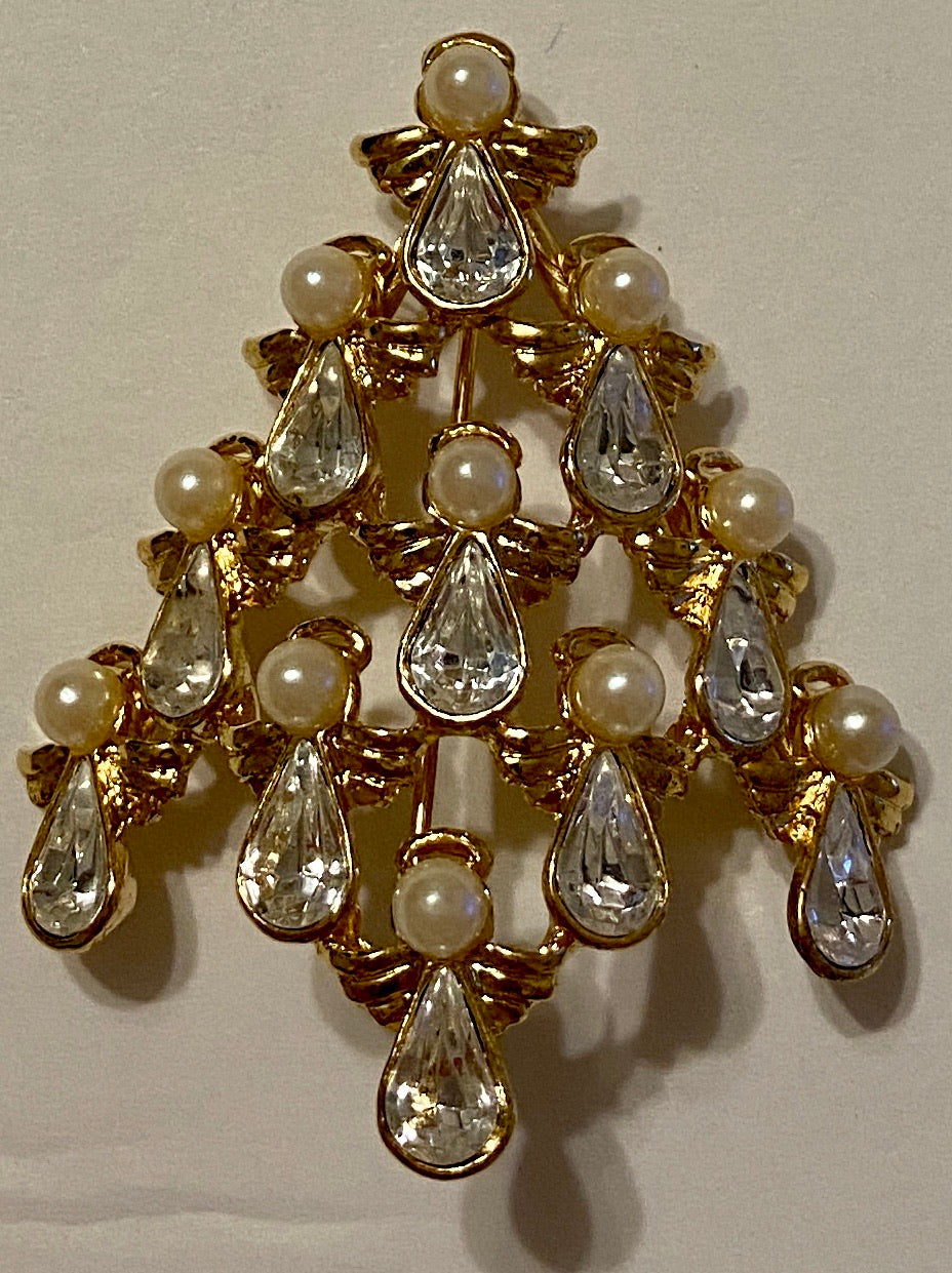 1970 Nina Ricci Book Piece Angel Christmas Tree Brooch